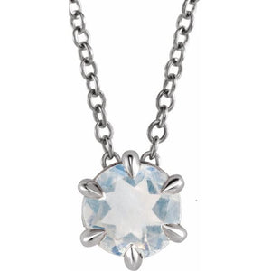 Natural Aquamarine Round Solitaire Necklace in 14K Gold, Sterling Silver & Platinum