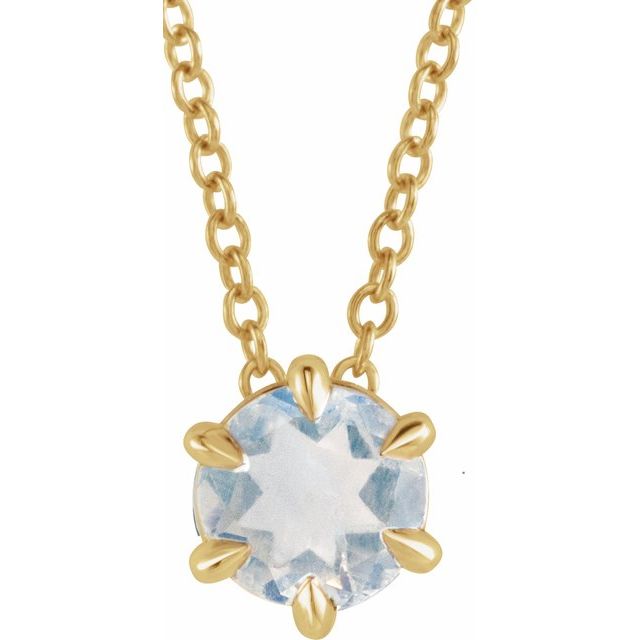 Natural Aquamarine Round Solitaire Necklace in 14K Gold, Sterling Silver & Platinum