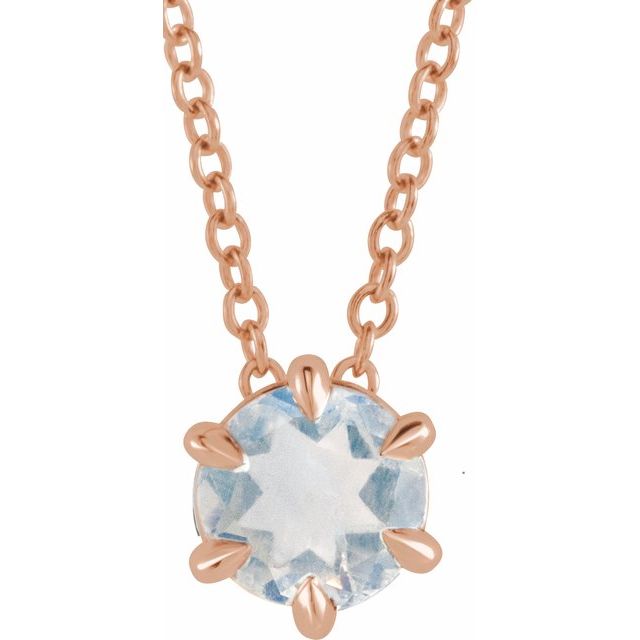 Natural Aquamarine Round Solitaire Necklace in 14K Gold, Sterling Silver & Platinum