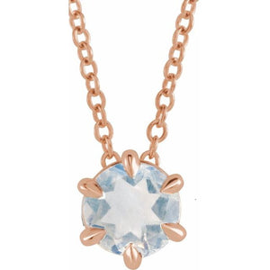 Natural Aquamarine Round Solitaire Necklace in 14K Gold, Sterling Silver & Platinum