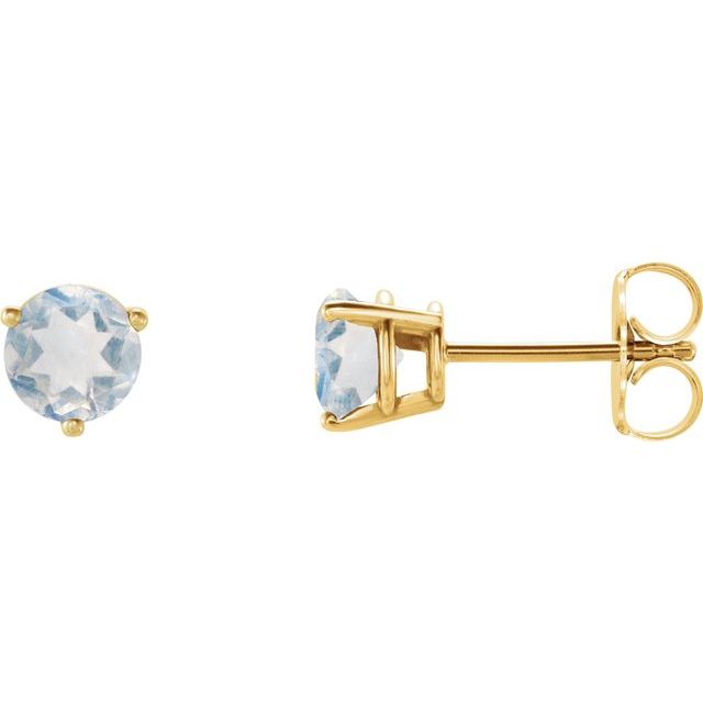 Natural Blue Sheen Moonstone Earrings in 14K Gold, Silver & Platinum