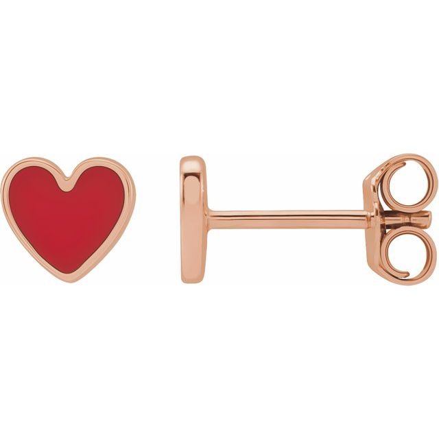 14K Gold Heart Stud Earrings - Options Available