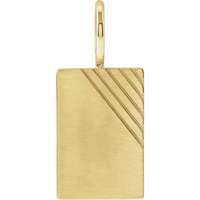 14K Gold Engravable Rustic Dog Tag Charm/Pendant