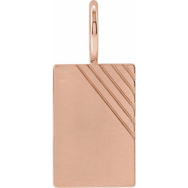 14K Gold Engravable Rustic Dog Tag Charm/Pendant