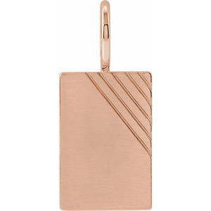14K Gold Engravable Rustic Dog Tag Charm/Pendant