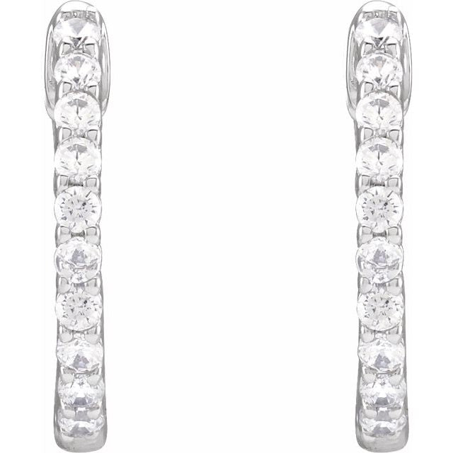 14K Gold 1/2 CTW Natural Diamond 19.3 mm Hinged Hoop Earring