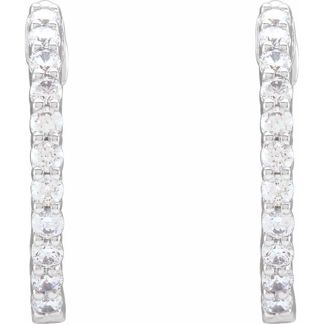 14K Gold 1/2 CTW Natural Diamond 19.3 mm Hinged Hoop Earring