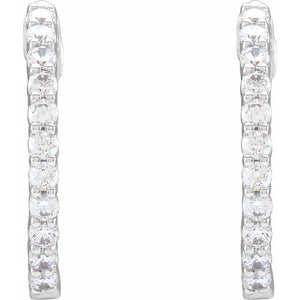 14K Gold 1/2 CTW Natural Diamond 19.3 mm Hinged Hoop Earring