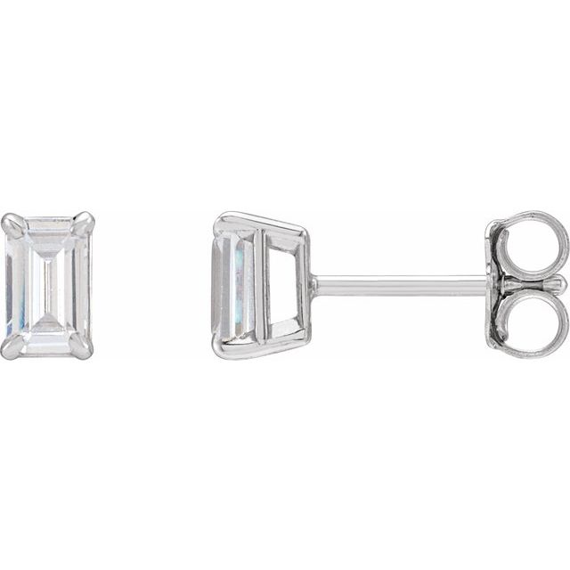 14K Gold Claw Prong Lab-Grown Diamond Emerald Earrings