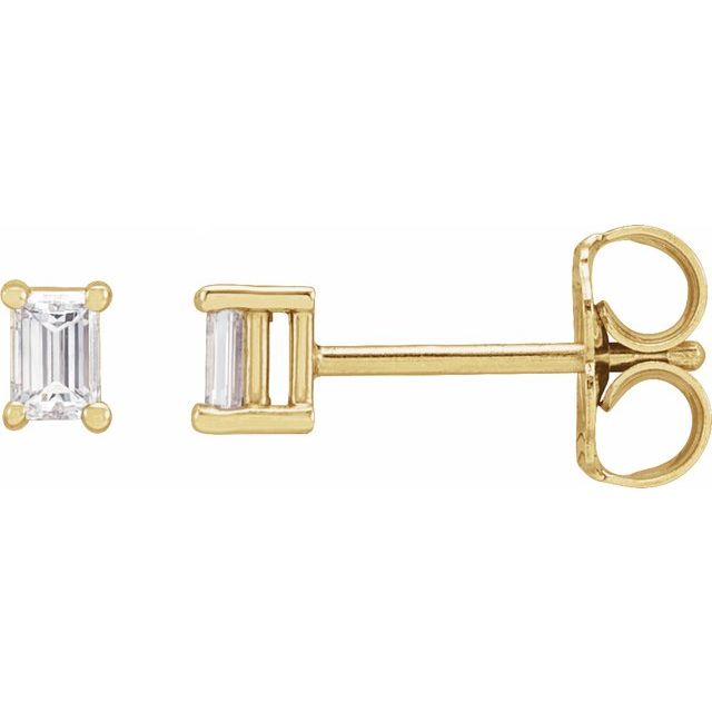 14K Gold Natural Diamond 4-Prong Basket Earrings