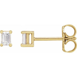 14K Gold Natural Diamond 4-Prong Basket Earrings
