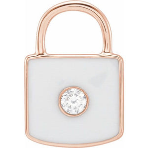14K Gold Lock Charm Pendant - Options Available