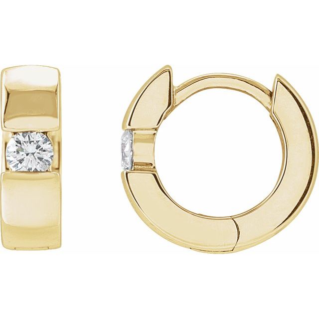 14K Gold Natural Diamond Hinged Huggie Earrings - Options Available