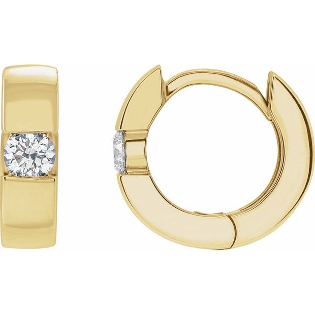 14K Gold Natural Diamond Hinged Huggie Earrings - Options Available
