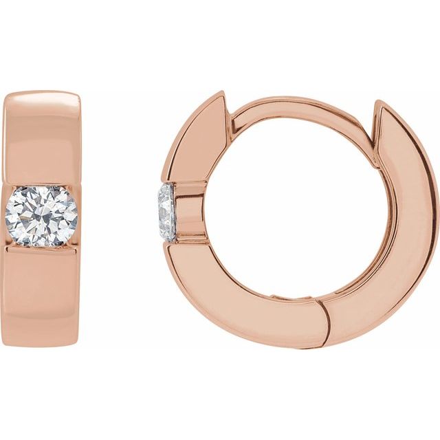 14K Gold Natural Diamond Hinged Huggie Earrings - Options Available