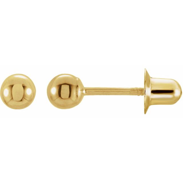 14K Yellow Gold 3 mm Ball Stud Earrings - Timeless Elegance