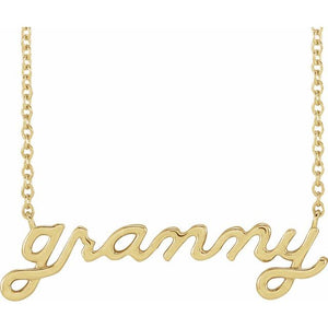 14K Gold Lowercase Script Granny Necklace