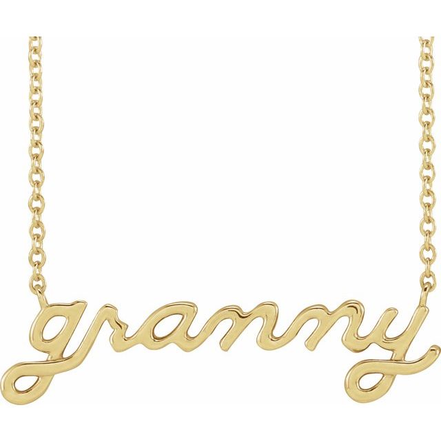 Heart Lowercase Script Granny Necklace in 14K Gold and Platinum