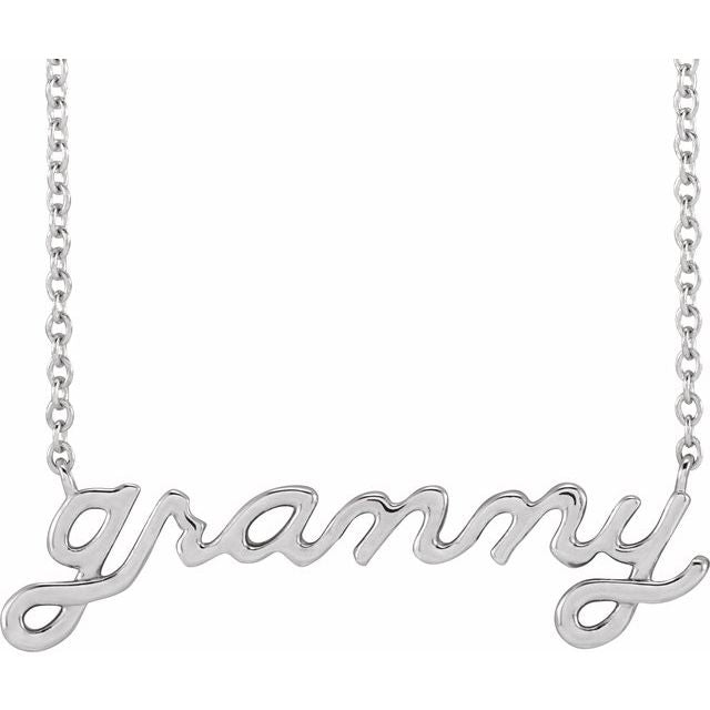 Heart Lowercase Script Granny Necklace in 14K Gold and Platinum