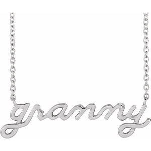 Heart Lowercase Script Granny Necklace in 14K Gold and Platinum