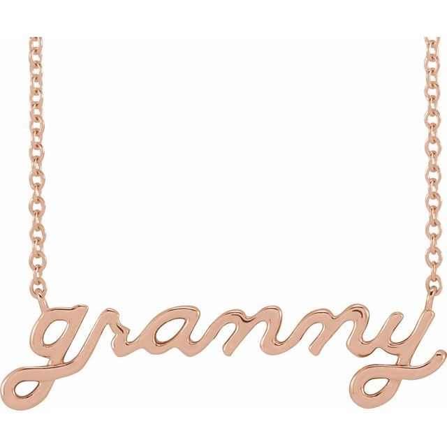 Heart Lowercase Script Granny Necklace in 14K Gold and Platinum