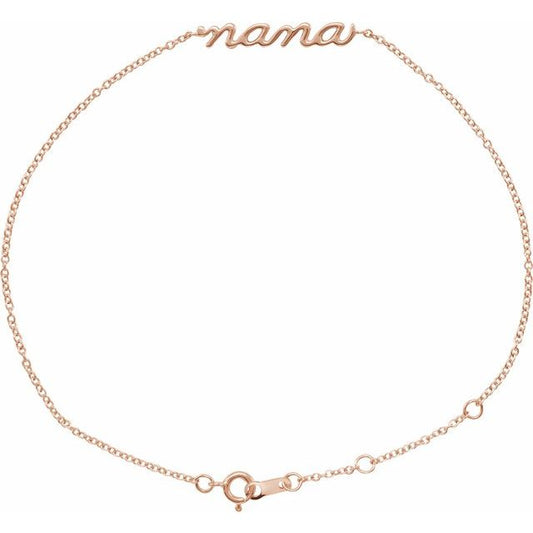 Lowercase Script Nana Bracelet in 14K Gold & Platinum