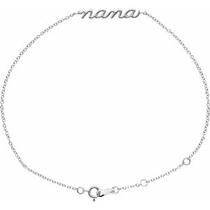 Lowercase Script Nana Bracelet in 14K Gold & Platinum
