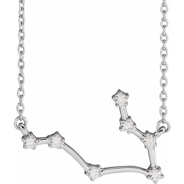 1/6 CTW Natural Diamond Round Zodiac Necklace in 14K Gold