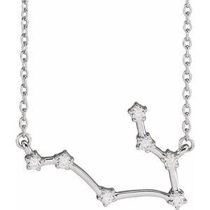 1/6 CTW Natural Diamond Round Zodiac Necklace in 14K Gold