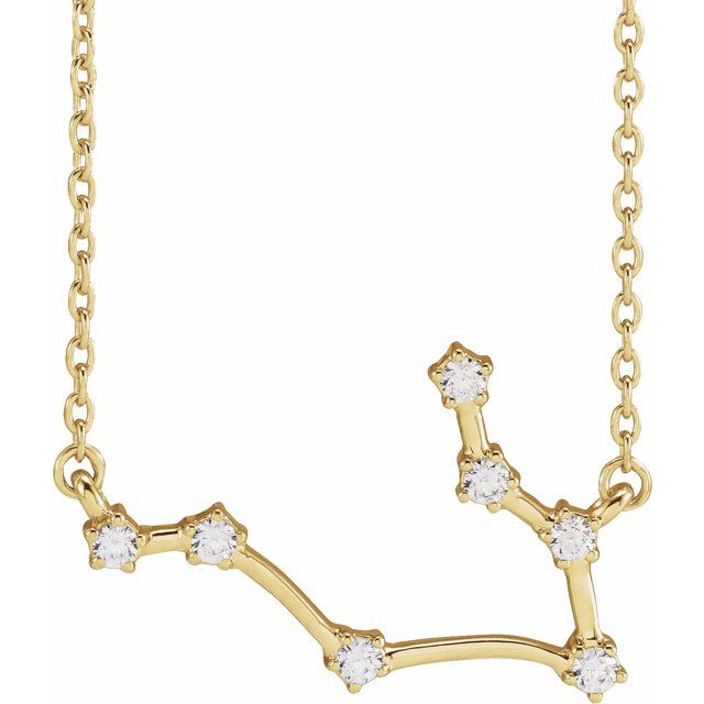 1/6 CTW Natural Diamond Round Zodiac Necklace in 14K Gold