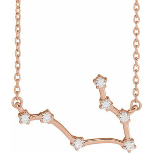 1/6 CTW Natural Diamond Round Zodiac Necklace in 14K Gold