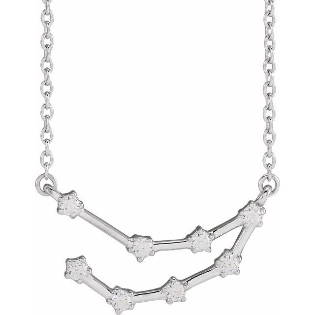 1/6 CTW Natural Diamond Round Zodiac Necklace in 14K Gold