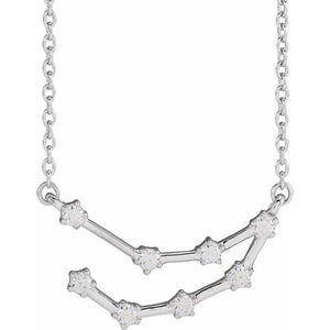 1/6 CTW Natural Diamond Round Zodiac Necklace in 14K Gold