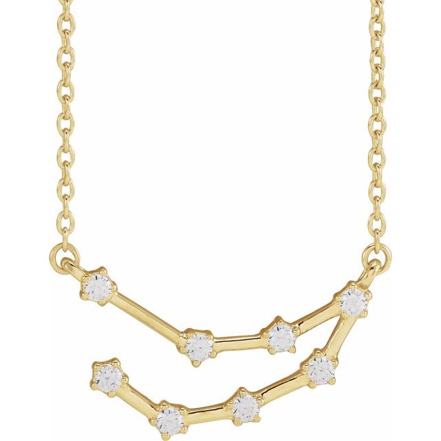 1/6 CTW Natural Diamond Round Zodiac Necklace in 14K Gold