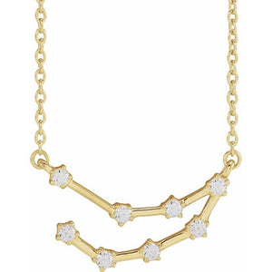 1/6 CTW Natural Diamond Round Zodiac Necklace in 14K Gold