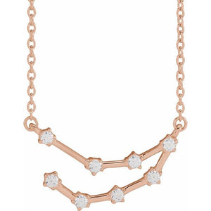 1/6 CTW Natural Diamond Round Zodiac Necklace in 14K Gold