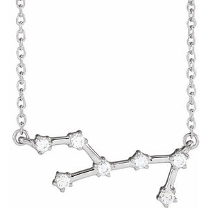 1/6 CTW Natural Diamond Round Zodiac Necklace in 14K Gold