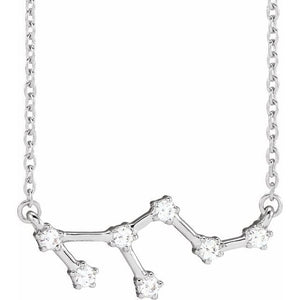 1/6 CTW Natural Diamond Round Zodiac Necklace in 14K Gold