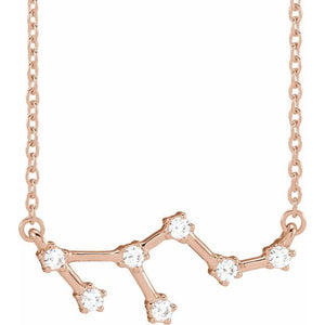 1/6 CTW Natural Diamond Round Zodiac Necklace in 14K Gold