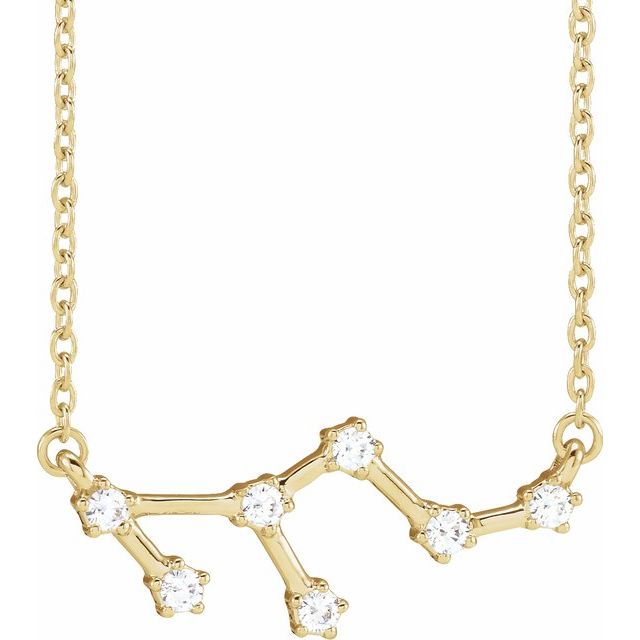 1/6 CTW Natural Diamond Round Zodiac Necklace in 14K Gold
