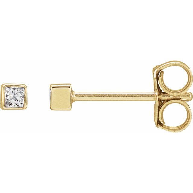 14K Gold Natural Diamond Bezel Earrings - Options Available