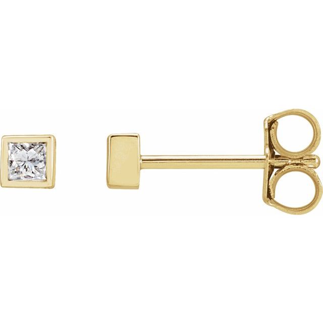 14K Gold Natural Diamond Bezel Earrings - Options Available