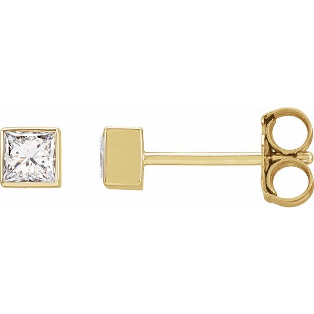 14K Gold Natural Diamond Bezel Earrings - Options Available