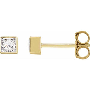 14K Gold Natural Diamond Bezel Earrings - Options Available