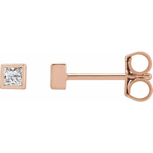 14K Gold Natural Diamond Bezel Earrings - Options Available