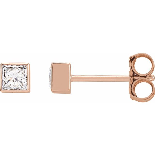 14K Gold Natural Diamond Bezel Earrings - Options Available