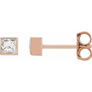 14K Gold Natural Diamond Bezel Earrings - Options Available