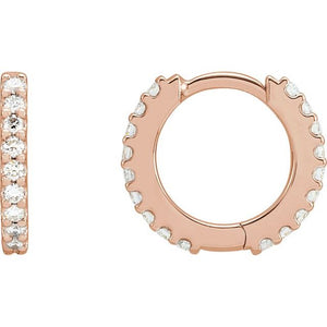 14K Gold Natural Diamond Hoop Earrings - Options Available