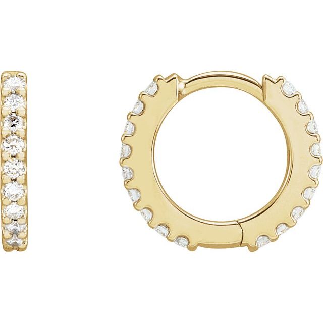 14K Gold Natural Diamond Hoop Earrings - Options Available