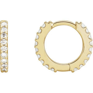 14K Gold Natural Diamond Hoop Earrings - Options Available